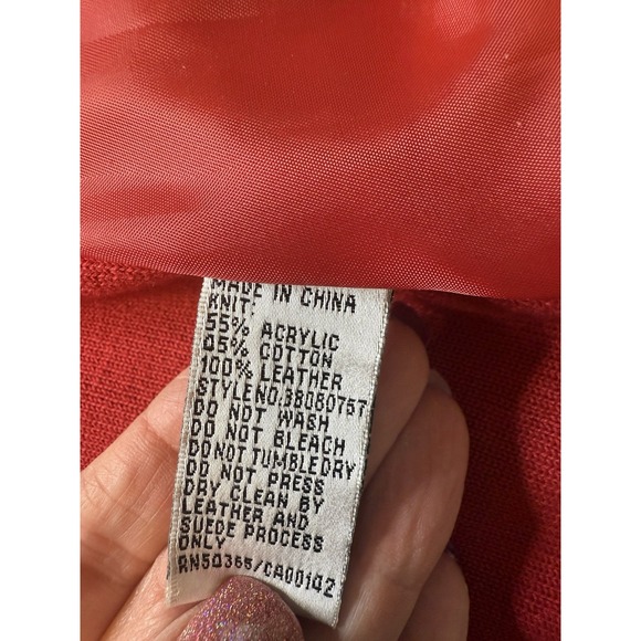 Nyagard  Womens Vintage Jacket Petite Sz L Red Leather W/ Knit Zip Up Jacket‎ - Picture 8 of 11